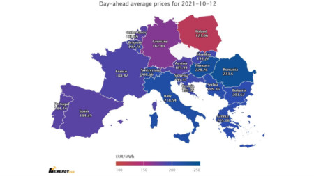 Цените на тока на европейските енергийни борси се стабилизират около