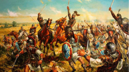 „Битката при Онгъла. Хан Аспарух“ от Васил Горанов (фрагмент)