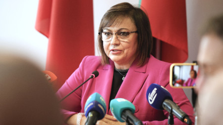 Днес БСП даде пресконференция в централата на партията - 15 май 2023 г.  На снимката: Корнелия Нинова.