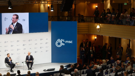 Дискусия с участието на израелския президент Ицхак Херцог в рамките на 60-ата Мюнхенска конференция по сигурността.