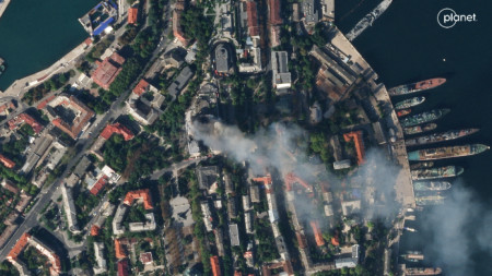Сателитно изображение на ударената база, 23 септември 2023 г.