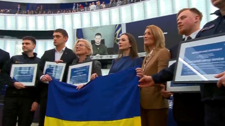 Кадър от церемонията по връчването на наградата в Европейския парламент
