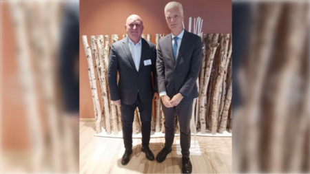 Bulgarian Minister of Education, Galin Tsokov (L) and the head of PISA, Andreas Schleicher, in Finland, November 21, 2023, 