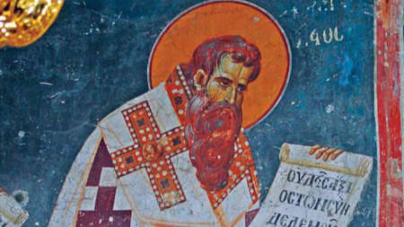Св. Василий, стенопис в църквата Богородица Перивлепта в Охрид
