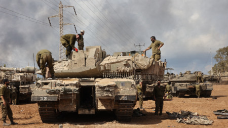Израелски войници край южния град Ашкелон, 15 октомври 2023 г.