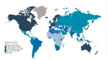 Карта на световното богатство през 2019 г.