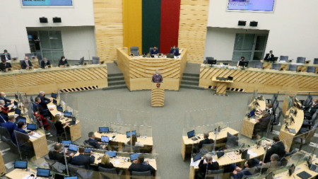 По време на сесия на парламента във Вилнюс, Литва, архив.