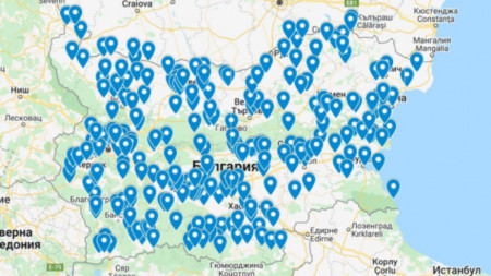 Интерактивна карта с действащите училища на територията на страната които