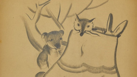 Илюстрация към „Дядовата ръкавичка“, 40-те год. на ХХ в.
молив върху хартия