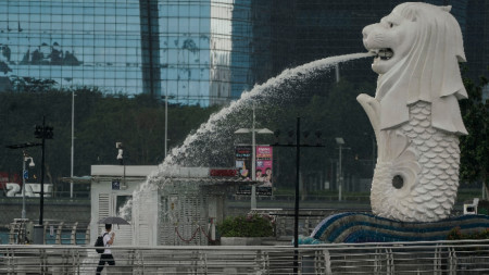 Статуята на Мерлион - националният символ на Сингапур.