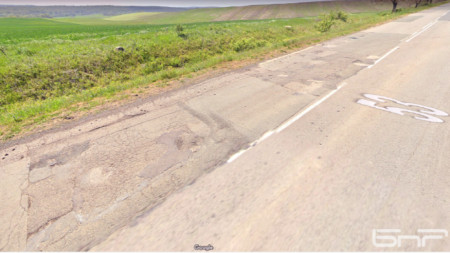 Пътят Средец-Ямбол заснет от Google maps през 2021 година