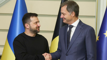 Володимир Зеленски и Алексaндер де Кро по време на визита на украинския президент в Белгия