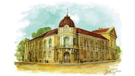 Сградата на БАН, нарисувана от Белин Моллов