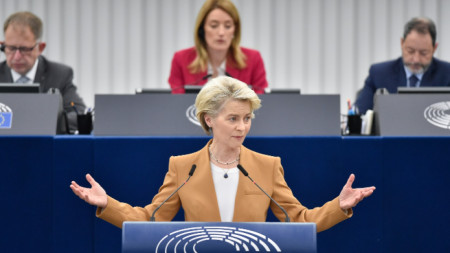 Урсула фон дер Лайен в Европарламента в Страсбург, 15 март 2023 г.