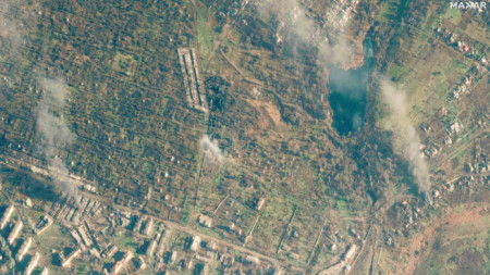 Сателитна снимка на град Соледар в Източна Украйна, 11 януари 2023 г.