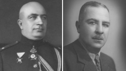 Най-известните представители на фамилия Попминкови: Генерал Димитър Николов Попминков (вляво) и Лазар Н. Попминков (1882-1955 г.)
