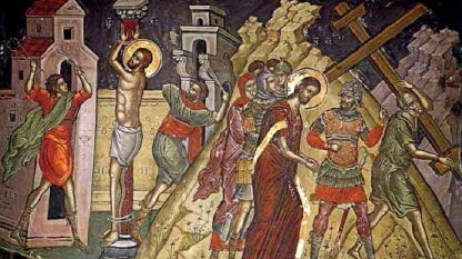 Ο Χριστός στον Γολγοθά, τοιχογραφία του Θεοφάνη του Κρητού στη Μονή Σταυρονικήτα