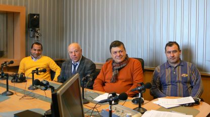 Рейхат Арифов, Захари Генов, Пламен Димитров и Росен Русев (отляво надясно) в студиото на програма „Христо Ботев”.