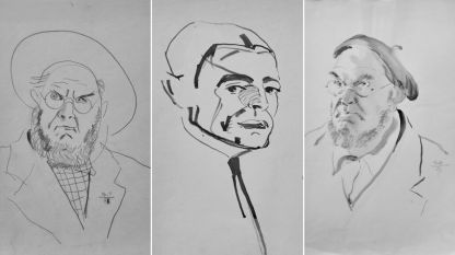 Портрети на Иван Пенков от изложбата му в галерия „Васка Емануилова“