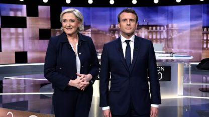 Кандидат президентите на Франция Еманюел Макрон и Марин льо Пен се
