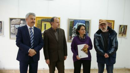 Откриване на изложбата на Николай Пенков (вторият отляво) в Монтана