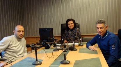 Тити Папазов, Нина Цанева и Венцислав Рангелов в студиото на „Нашият ден” (отляво надясно)