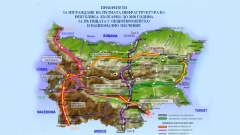 Karte der prioritären Straßeninfrastrukturprojekte in Bulgarien