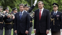 Ο πρόεδρος της Δημοκρατίας, Γκεόργκι Παρβάνοφ, με τον Σλοβένο ομόλογό του, Ντανίλο Τουρκ
