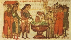 Το βάπτισμα των Βουλγάρων από το αντίγραφου του Βατικανού της Χρονικής του Μανασίου