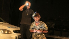 Христо Петков и Явор Бахаров в сцена от спектатъла на Народния театър 