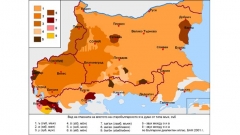 Карта на Голяма носовка (ѫ) изоглоса* на българския език в началото на 20-и век.
