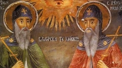 Светите братя Кирил и Методий - икона от Захарий Зограф в Троянския манастир, 1848 г.