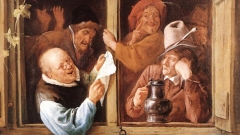 Фрагмент от картината на холандския художник Ян Стийн (1626 - 1679) „Оратори на прозореца”.