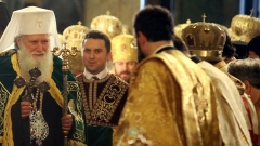 Новоизбраният български патриарх Неофит по време на церемонията по интронизация в храм-паметник „Св. Александър Невски”