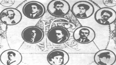 Първите 11 футболисти на „Славия”, 1913 година.
